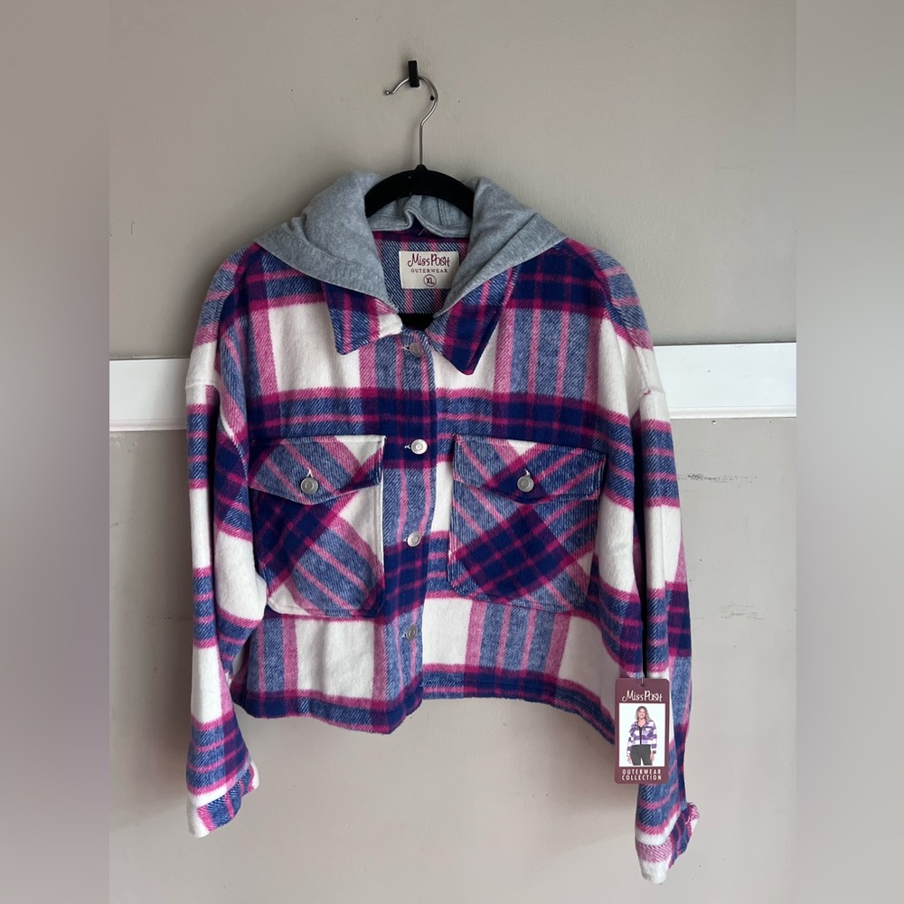 NWT Miss Posh Plaid Hooded Jacket